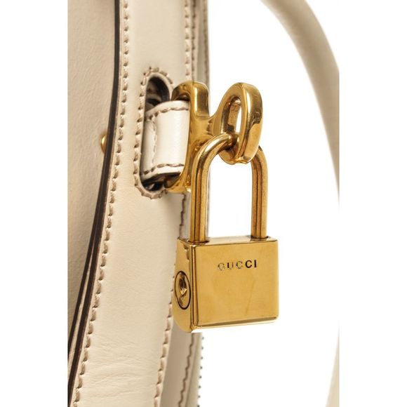 Pre Loved Gucci White Leather Lock Shoulder Bag - Picture 5 of 8